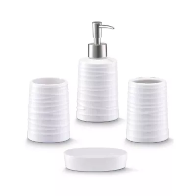 Set accesorii de baie, alb, din ceramica, Conic Zeller