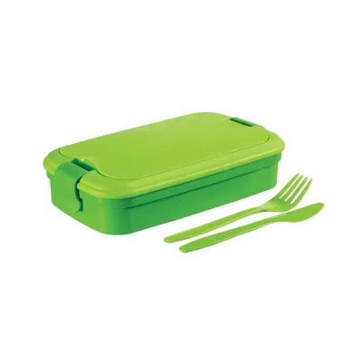 Bucatarie - Set caserola  pentru picnic/masa de pranz din plastic Lunch&Go 1,3 l verede 13x23x7 cm si tacamuri incluse, hectarul.ro