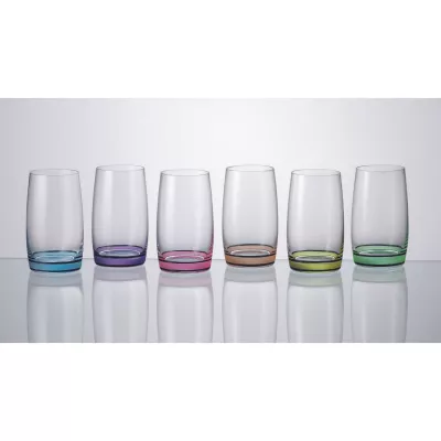 Bucatarie - Set de 6 pahare pentru apa, multicolor, din cristal de Bohemia, 380 ml, Ideal Color HB, hectarul.ro