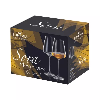 Bucatarie - Set de 6 pahare pentru vin alb, transparent, din cristal de Bohemia, 520 ml, Sora White Wine, hectarul.ro