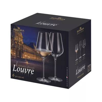 Bucatarie - Set de 6 pahare pentru vin alb, transparent, din cristal de Bohemia, 570 ml, Louvre White Wine, hectarul.ro