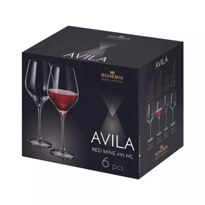 Bucatarie - Set de 6 pahare pentru vin rosu, transparent, din cristal de Bohemia, 495 ml, Avila Red Wine, hectarul.ro