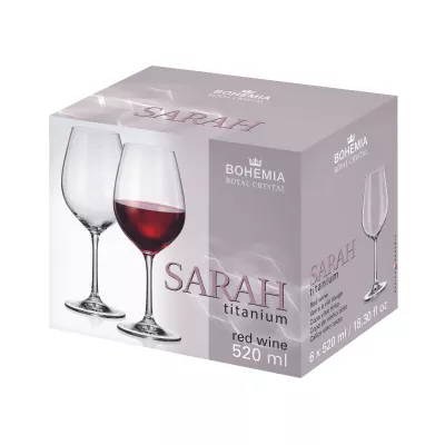 Bucatarie - Set de 6 pahare pentru vin rosu, transparent, din cristal de Bohemia, 520 ml, Sarah Red Wine, hectarul.ro