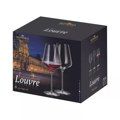 Bucatarie - Set de 6 pahare pentru vin rosu, transparent, din cristal de Bohemia, 640 ml, Louvre Red Wine, hectarul.ro