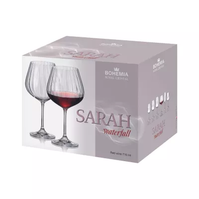 Bucatarie - Set de 6 pahare pentru vin rosu, transparent, din cristal de Bohemia, 710 ml, Sarah Waterfall, hectarul.ro