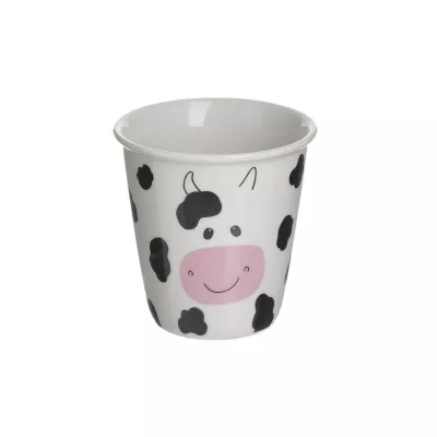 Set de masa pentru copii 4 piese roz / alb / negru din portelan Cow Inart