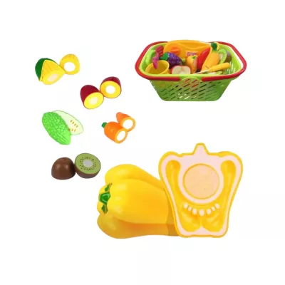 Set jucarii pentru copii cos cu fructe si legume de taiat, Super Market, 20 piese VG 1010 RCO®
