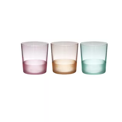 Bucatarie - Set 6 pahare din sticla, 3 culori, 380cc, 8,5x9 cm, hectarul.ro