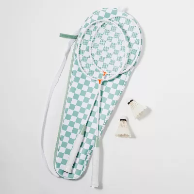 Sport si activitati in aer liber - Set palete badminton cu 2 fluturi si geanta de transport Sunnylife  Checkerboard, hectarul.ro