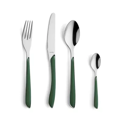 Set tacamuri 24 piese verde-padure/argintiu Eclat Amefa