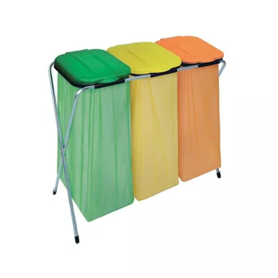 Menaj - Stand pentru 3 saci de gunoi Strend Pro Ecofix-3 Trio, galben/verde/portocaliu, hectarul.ro