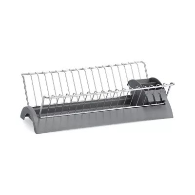 Suport de vase, cu tava si suport de tacamuri, din metal si plastic, 42 cm, Dish Drain Rack Zeller