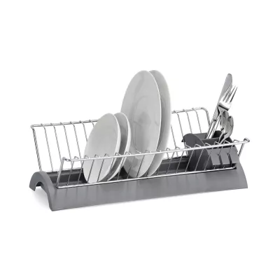 Bucatarie - Suport de vase, cu tava si suport de tacamuri, din metal si plastic, 42 cm, Dish Drain Rack Zeller, hectarul.ro