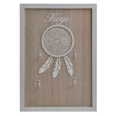 Decoratiuni de interior - Suport pentru chei din lemn. 26x2x36 cm, alb, hectarul.ro