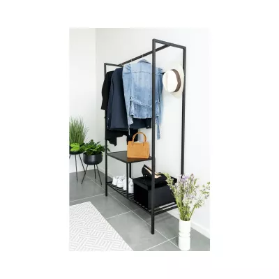 Mobilier interior - Suport pentru haine si incaltaminte, negru, din otel si PAL melaminat Vita House Nordic, hectarul.ro