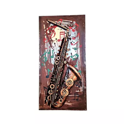 Tablou de metal 3D, model Saxofon, 40x80 cm