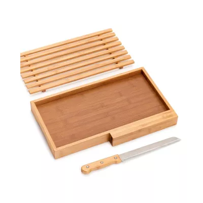 Bucatarie - Tocator pentru paine si cutit, maro, din bambus, 39,5 cm, Bread Cutting Board Zeller, hectarul.ro