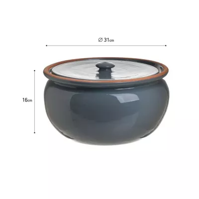 Bucatarie - Vas din ceramica gri, 31Χ16 cm, INART, hectarul.ro