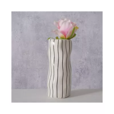 Decoratiuni de interior - Vaza alb/negru din ceramica 15 cm Linea Boltze, hectarul.ro