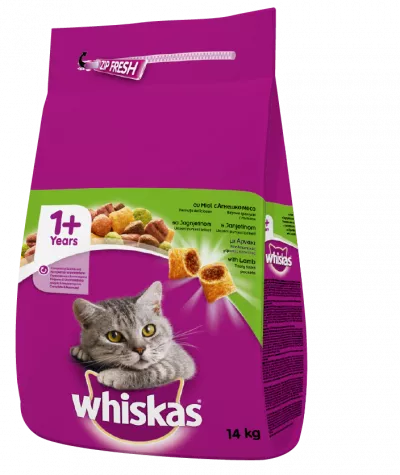 Hrana pentru pisica Whiskas uscat miel si ficat 14kg