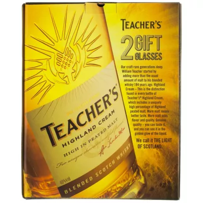 Whisky Teacher's cu 2 pahare 0.7l