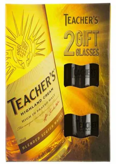Whisky Teacher's cu 2 pahare 0.7l