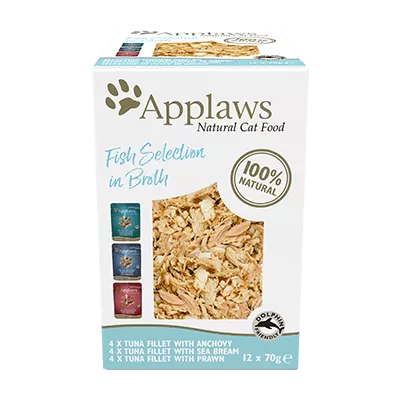 Hrană umedă pisici - Applaws Cat plic în sos MultiPack Selecție Pește 12 x 70g, magazindeanimale.ro
