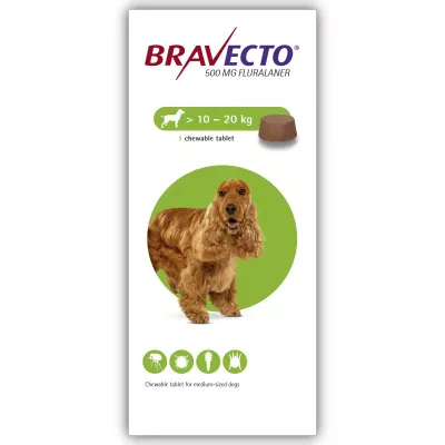 Antiparazitare - Bravecto (10-20 kg) 1 tbl x 500 mg, magazindeanimale.ro