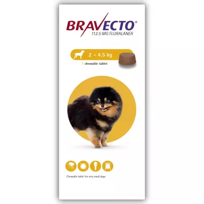 Antiparazitare - Bravecto (2-4,5 kg) 1 tbl x 112,50 mg, magazindeanimale.ro