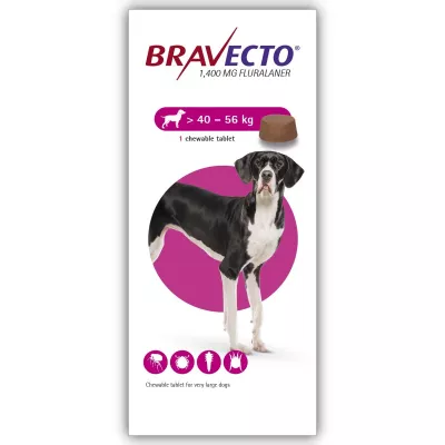 Antiparazitare - Bravecto (40-56 kg) 1 tbl x 1400 mg, magazindeanimale.ro
