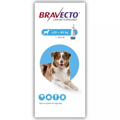 Antiparazitare - Bravecto Spot On Dog 1000 mg (20-40 kg), magazindeanimale.ro