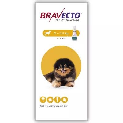 Antiparazitare - Bravecto Spot On Dog 112.5 mg (2-4.5 kg), magazindeanimale.ro