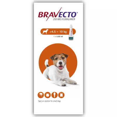 Antiparazitare - Bravecto Spot On Dog 250 mg (4.5-10 kg), magazindeanimale.ro