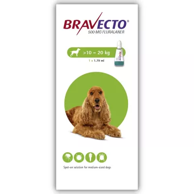 Antiparazitare - Bravecto Spot On Dog 500 mg (10-20 kg), magazindeanimale.ro