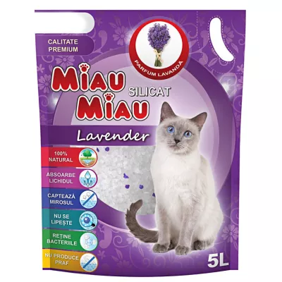 Nisip - Nisip silicatic pentru pisici Miau Miau Lavandă 5 L, magazindeanimale.ro