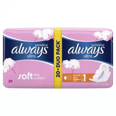 ALWAYS DUO PACK SENSITIVE NORMAL PLUS 20BUC