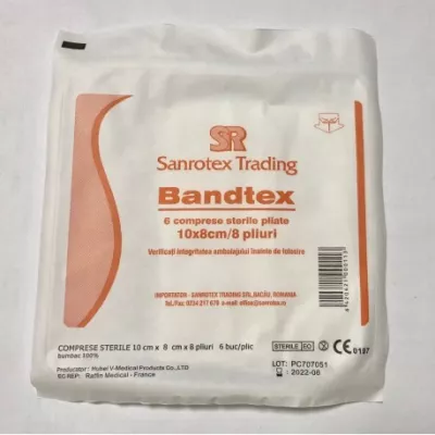 COMPRESE STERILE TAIATE(10CM/8CM X 50BUC)SANROTEX