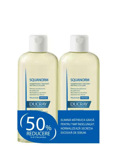 DUCRAY SQUANORM PROMO SAMPON MATREATA GRASA 200 ML + 50% RED LA AL DOILEA PRODUS