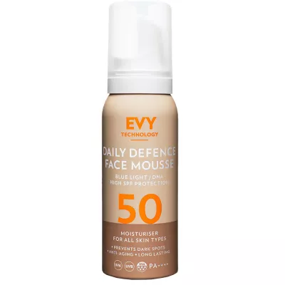 evy technology daily defence face mousse spf 50, 75 mll