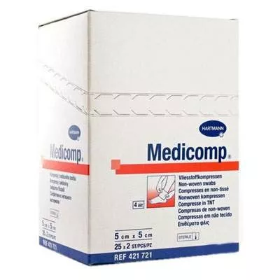 HARTMANN MEDICOMP COMPRESE STERILE PLIATE 5CM X 5CM  25BUC