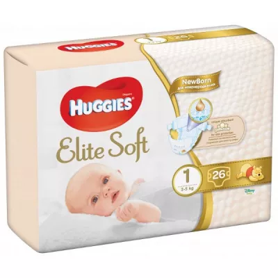 HUGGIES ELITE SOFT SCUTECE 1 2-5KG 26BUC