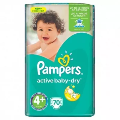 PAMPERS 4+ ACTIV PLUS 9-16KG X 70BC