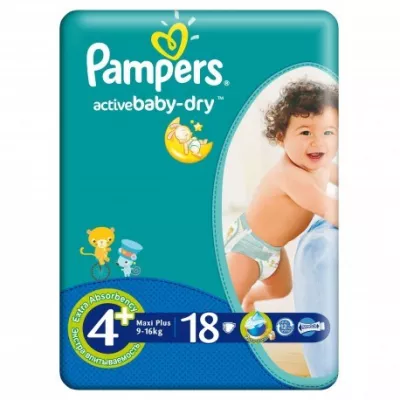 PAMPERS 4+ ACTIVE BABY 9-16KG 18 BC