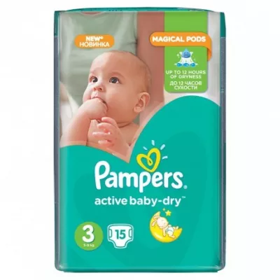 PAMPERS NR 3 ACTIVE BABY 4-9 KG 15BUC