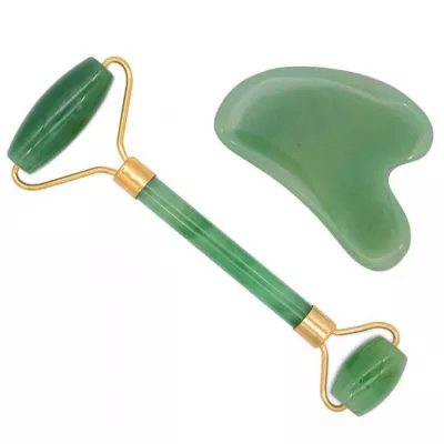 PURE SET ROLA DUBLA SI GUA SHA DIN JAD PENTRU MASAJ FACIAL