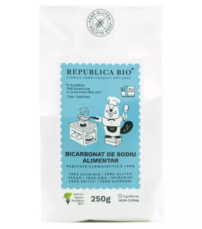 REPUBLICA BIO BICARBONAT DE SODIU ALIMENTAR FARA ALUMINIU, FARA GLUTEN, 250G
