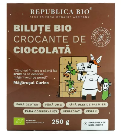 REPUBLICA BIO BILUTE BIO CROCANTE DE CIOCOLATA, FARA GLUTEN, ECOLOGIC, 250G