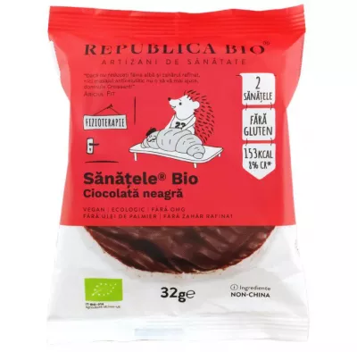 REPUBLICA BIO SANATELE BIO CIOCOLATA NEAGRA, ECOLOGIC, FARA GLUTEN, 32G