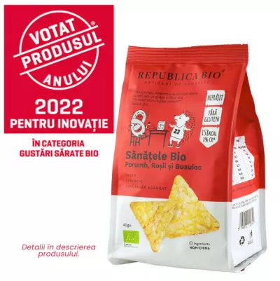 REPUBLICA BIO SANATELE BIO PORUMB, ROSII SI BUSUIOC - ECOLOGIC, FARA GLUTEN, 40G