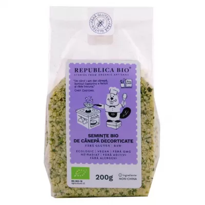 REPUBLICA BIO SEMINTE BIO DE CANEPA DECORTICATE, FARA GLUTEN, ECOLOGIC, 200G